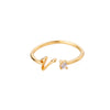 Ig Style Simple Style Letter Copper Plating Inlay Zircon 18k Gold Plated Open Ring