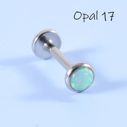 Simple Style Round Stainless Steel Artificial Gemstones Lip Stud Ear Studs In Bulk