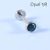 Simple Style Round Stainless Steel Artificial Gemstones Lip Stud Ear Studs In Bulk