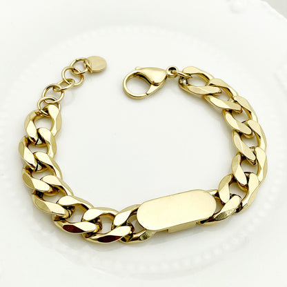 Hip-hop Simple Style Solid Color Stainless Steel Plating 14k Gold Plated Bracelets