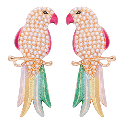 Streetwear Animal Bird Alloy Inlay Rhinestones Pearl Women's Ear Studs