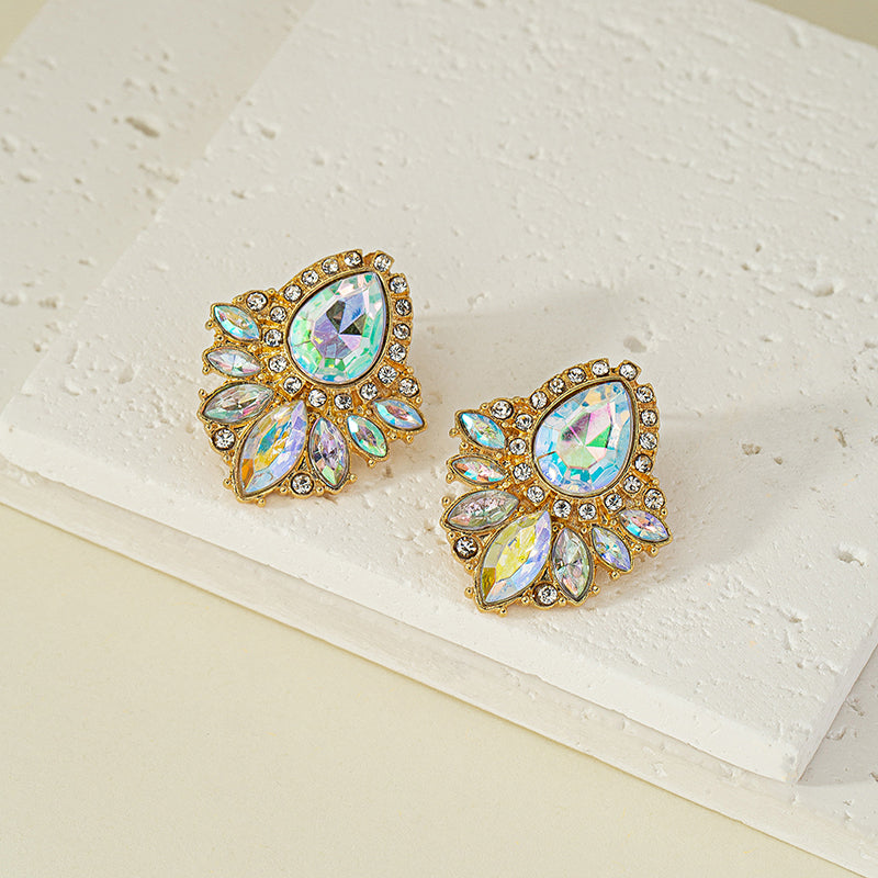 Glam Geometric Alloy Plating Inlay Artificial Gemstones Zircon Women's Drop Earrings