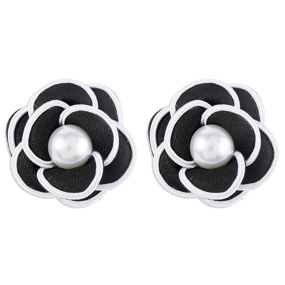 Elegant Vintage Style Lady Flower Imitation Pearl Cloth Women's Ear Studs