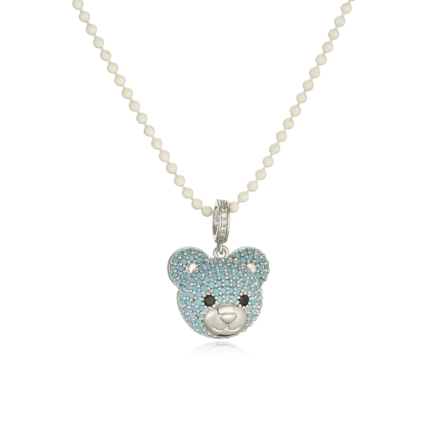 Cute Little Bear Copper Inlay Zircon Pendant Necklace