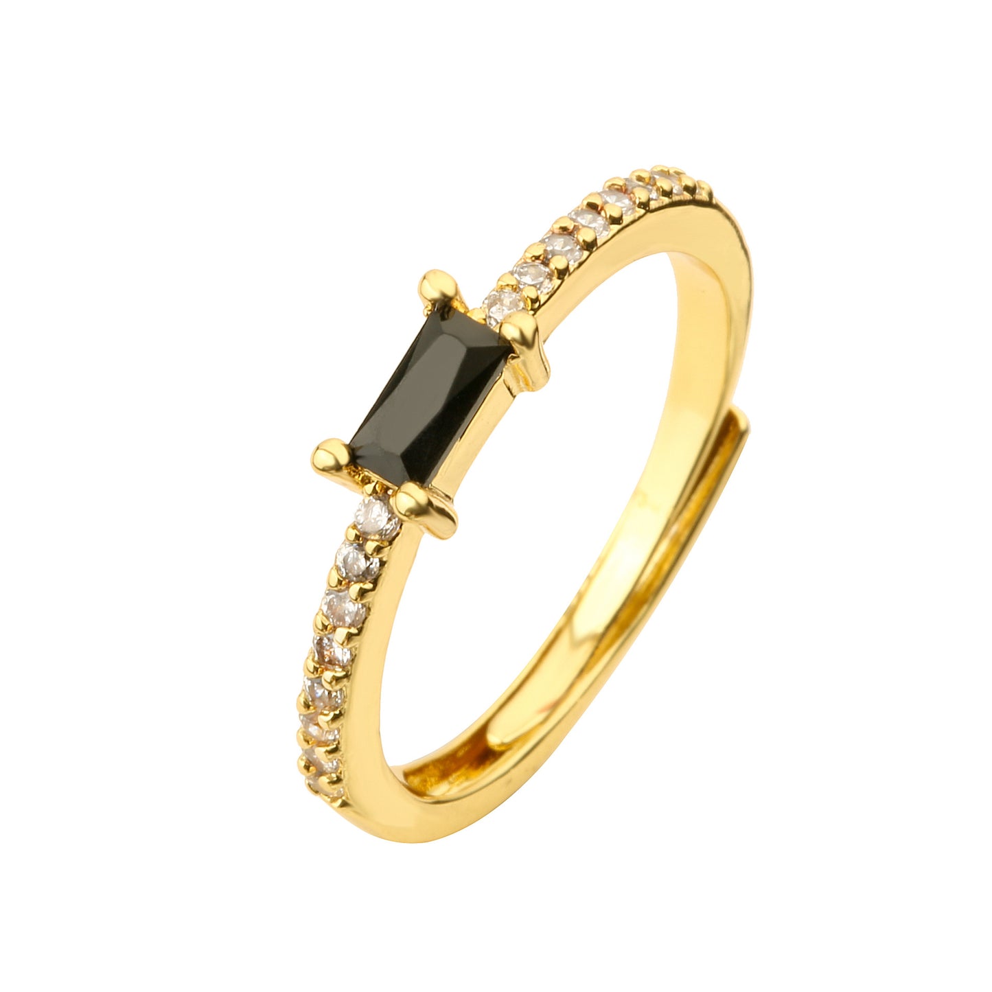 Ig Style Rectangle Copper Plating Inlay Zircon Open Ring