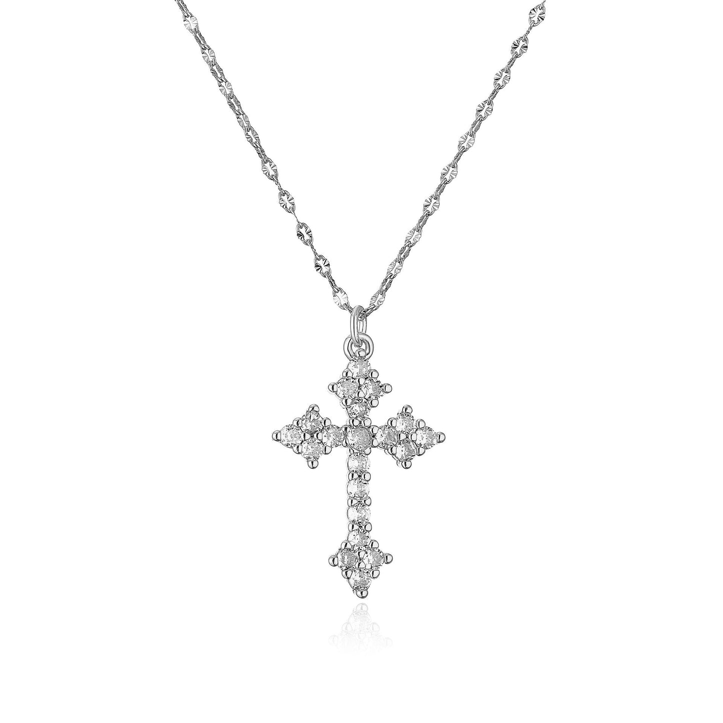 Classic Style Shiny Cross Heart Shape Copper Inlay Artificial Pearls Zircon Pendant Necklace