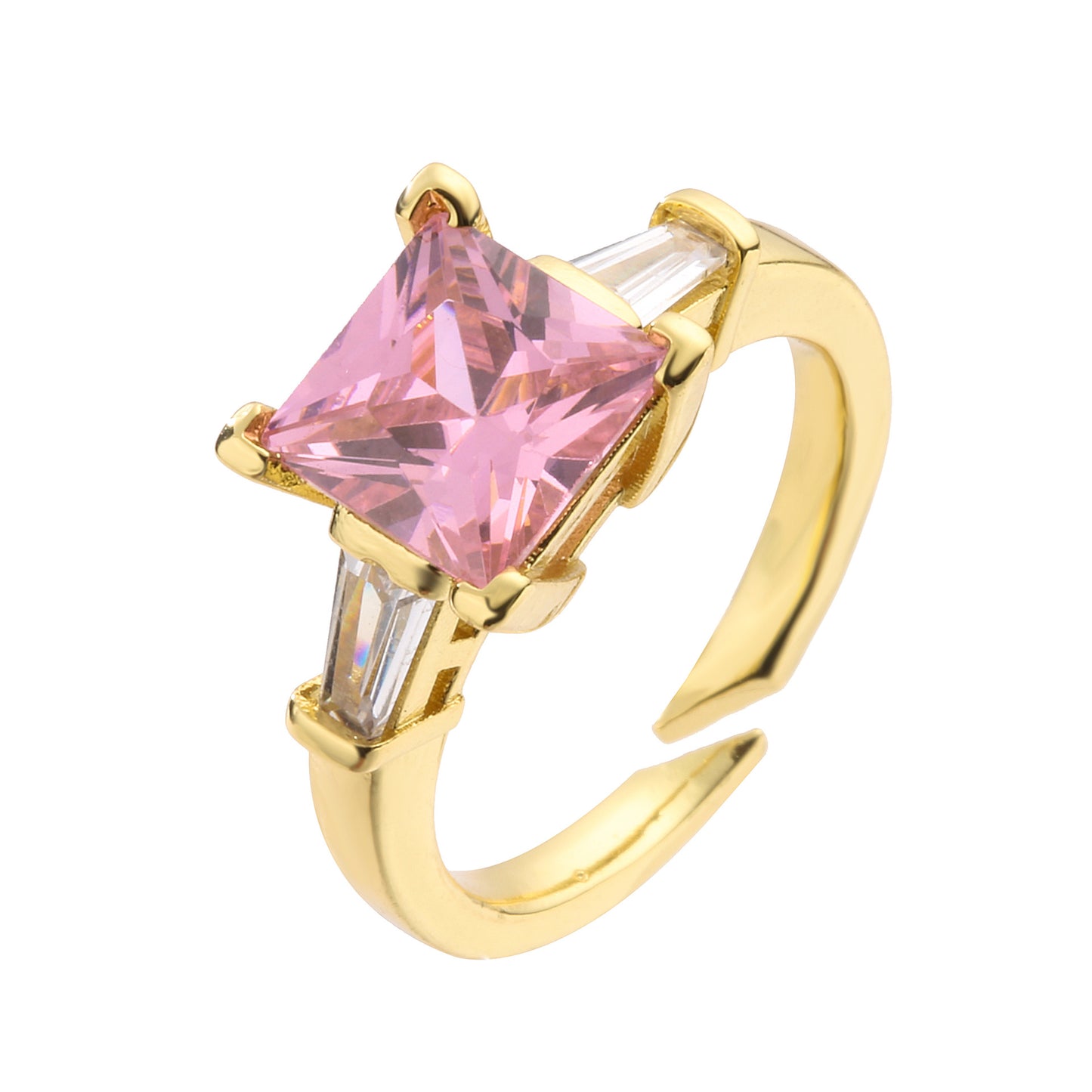 Ig Style Geometric Copper Plating Inlay Zircon Open Ring