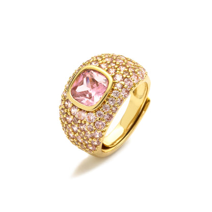 Ig Style Geometric Copper Plating Inlay Zircon Open Ring