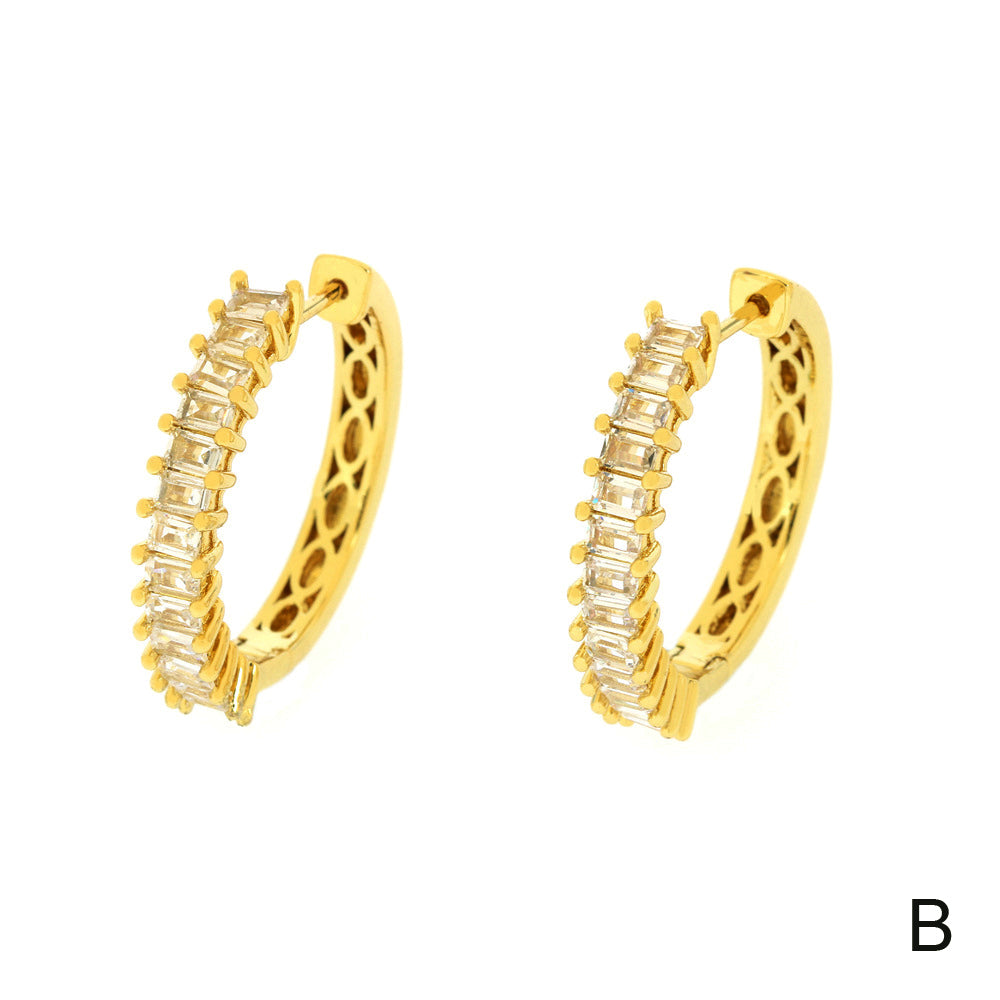 1 Pair Simple Style Circle Plating Inlay Copper Zircon 18k Gold Plated Hoop Earrings