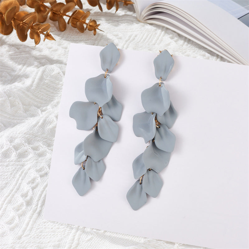 1 Pair Lady Flower Spray Paint Arylic Metal Drop Earrings