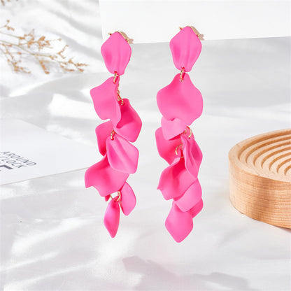 1 Pair Lady Flower Spray Paint Arylic Metal Drop Earrings