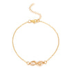 Wholesale Jewelry Sexy Infinity Alloy Rhinestones 14k Gold Plated Anklet