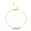 Wholesale Jewelry Sexy Infinity Alloy Rhinestones 14k Gold Plated Anklet