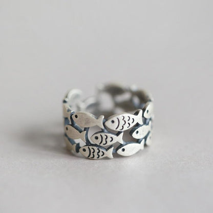 Sweet Simple Style Fish Copper Plating Hollow Out Silver Plated Open Ring