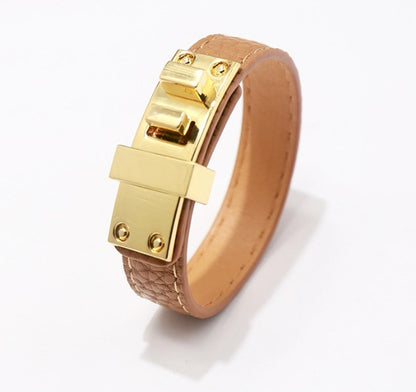 Ig Style Solid Color Pu Leather Alloy Plating Unisex Bangle