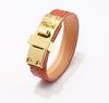 Ig Style Solid Color Pu Leather Alloy Plating Unisex Bangle