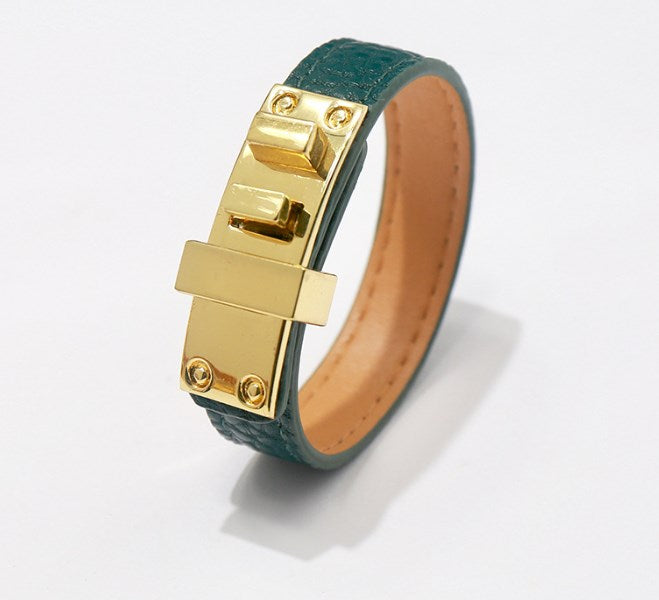 Ig Style Solid Color Pu Leather Alloy Plating Unisex Bangle