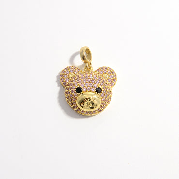 Elegant Cute Shiny Animal Little Bear Copper 18k Gold Plated Zircon Pendants Necklace Pendant In Bulk