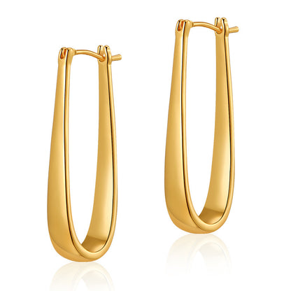 1 Pair Lady Simple Style Commute U Shape Solid Color Plating Copper 18k Gold Plated Earrings