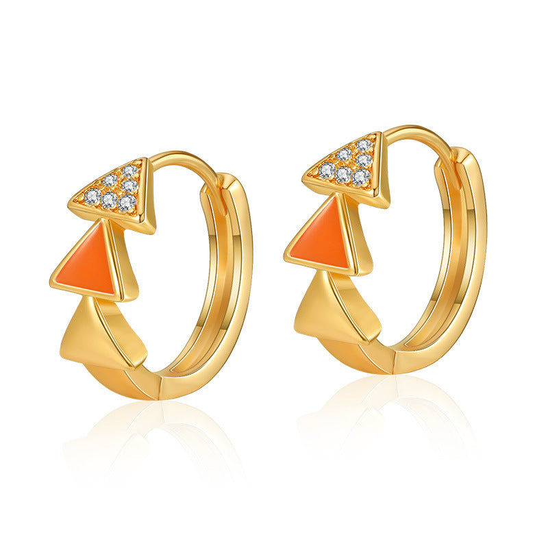 1 Pair Retro Sweet Triangle Devil's Eye Heart Shape Enamel Plating Inlay Copper Zircon 18k Gold Plated Ear Studs