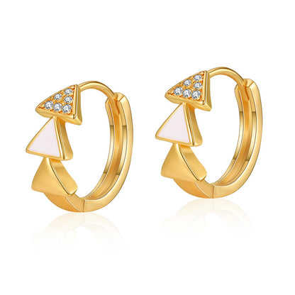 1 Pair Retro Sweet Triangle Devil's Eye Heart Shape Enamel Plating Inlay Copper Zircon 18k Gold Plated Ear Studs