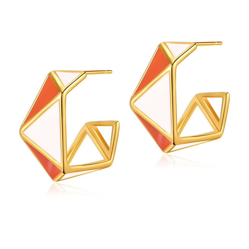 1 Pair Retro Sweet Triangle Devil's Eye Heart Shape Enamel Plating Inlay Copper Zircon 18k Gold Plated Ear Studs