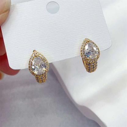 1 Pair Streetwear Round Plating Inlay Copper Zircon Gold Plated Hoop Earrings Drop Earrings Ear Studs