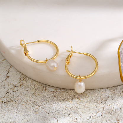 1 Pair Streetwear Round Plating Inlay Copper Zircon Gold Plated Hoop Earrings Drop Earrings Ear Studs