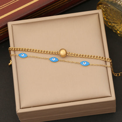 Elegant Artistic Eye Stainless Steel Plating Inlay Glass Bracelets Earrings Necklace