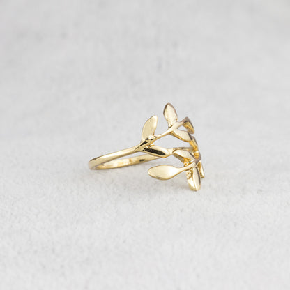 Retro Simple Style Streetwear Leaf Copper Open Ring