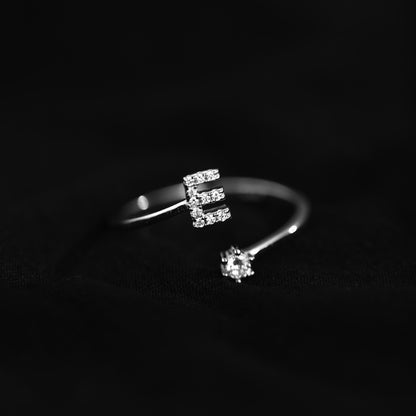 Ig Style Simple Style Letter Copper Plating Inlay Zircon Open Ring