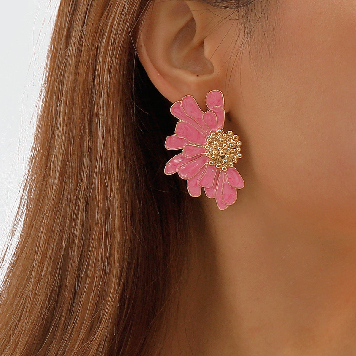 Elegant Vintage Style Sweet Flower Alloy Enamel Women'S Ear Studs