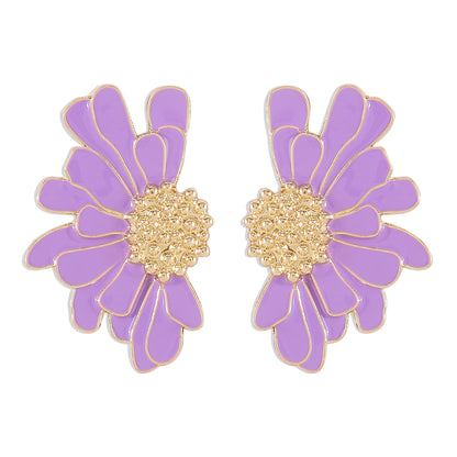 Elegant Vintage Style Sweet Flower Alloy Enamel Women'S Ear Studs