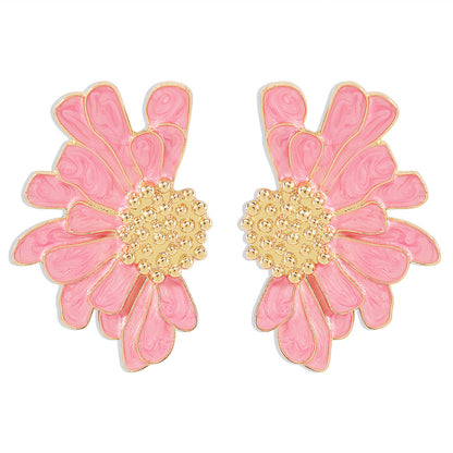 Elegant Vintage Style Sweet Flower Alloy Enamel Women'S Ear Studs