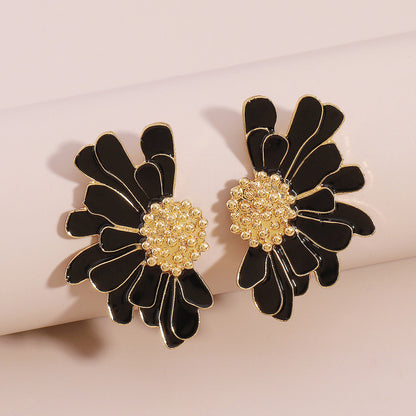 Elegant Vintage Style Sweet Flower Alloy Enamel Women'S Ear Studs