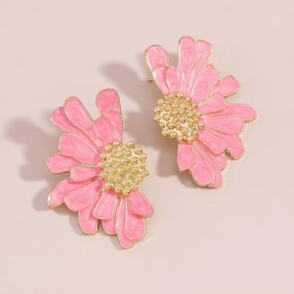 Elegant Vintage Style Sweet Flower Alloy Enamel Women'S Ear Studs