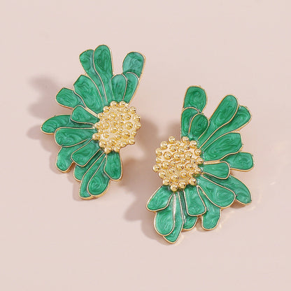 Elegant Vintage Style Sweet Flower Alloy Enamel Women'S Ear Studs