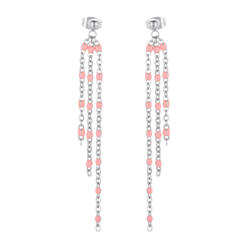 1 Pair Modern Style Tassel Plating Chain Stainless Steel Drop Earrings