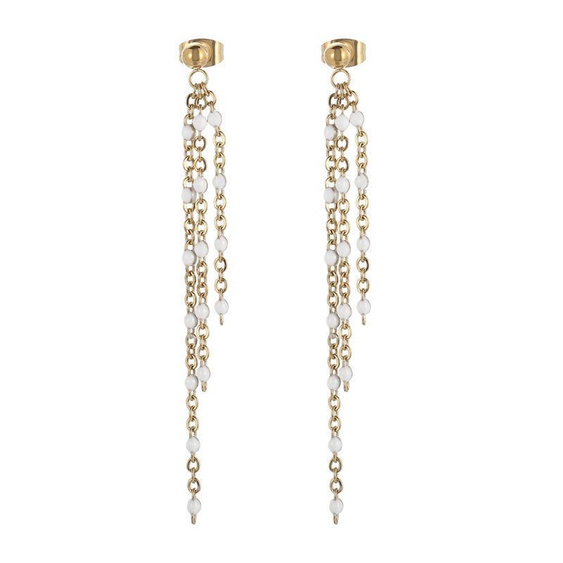 1 Pair Modern Style Tassel Plating Chain Stainless Steel Drop Earrings