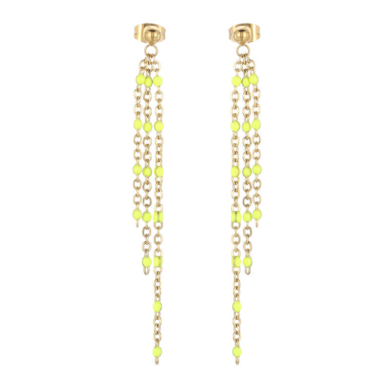 1 Pair Modern Style Tassel Plating Chain Stainless Steel Drop Earrings