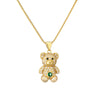 Casual Cute Little Bear Copper Gold Plated Zircon Pendant Necklace In Bulk