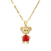 Cartoon Style Cute Little Bear Stainless Steel Copper Plating Inlay Pearl Zircon Gold Plated Pendant Necklace