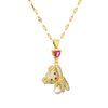 Cartoon Style Cute Little Bear Stainless Steel Copper Plating Inlay Pearl Zircon Gold Plated Pendant Necklace