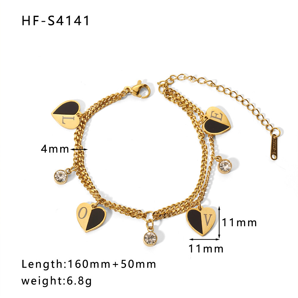 Fashion Geometric Stainless Steel Plating Inlay Zircon Bracelets