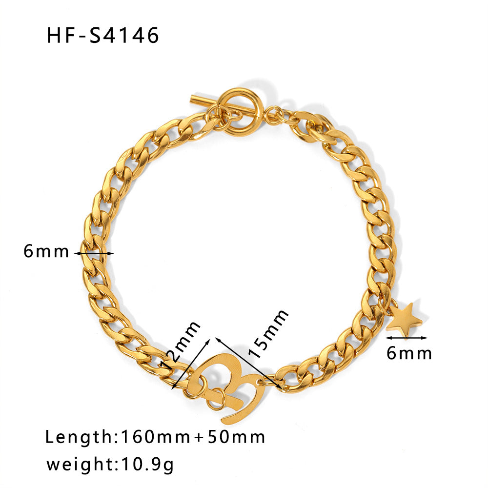 Fashion Geometric Stainless Steel Plating Inlay Zircon Bracelets