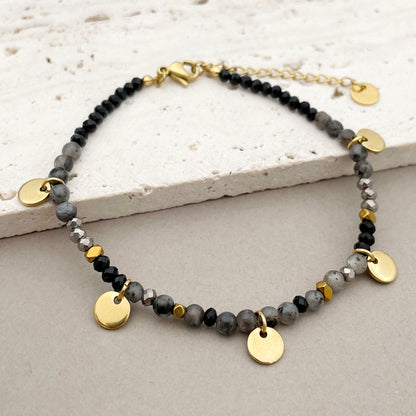 Ig Style Casual Round Stainless Steel Natural Stone Beaded Plating Gold Plated Bracelets