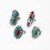 Vintage Style Ethnic Style Geometric Metal Plating Inlay Turquoise Women's Rings