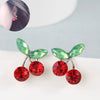 Cute Cherry Alloy Inlay Rhinestones Women'S Ear Studs