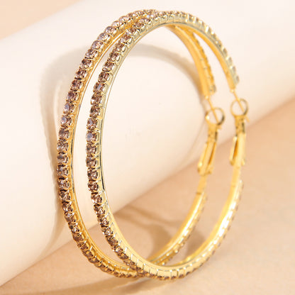 Exaggerated Circle Alloy Inlay Rhinestones Women's Hoop Earrings