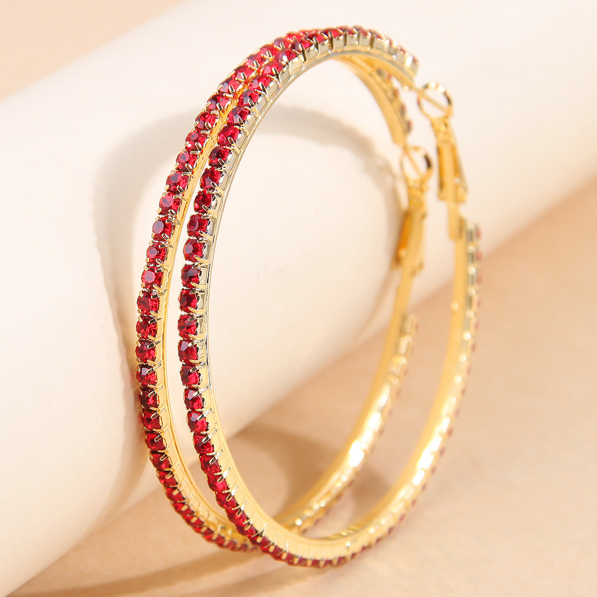 Exaggerated Circle Alloy Inlay Rhinestones Women's Hoop Earrings